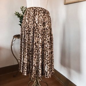J Crew Cheetah Print Pleated Midi Skirt